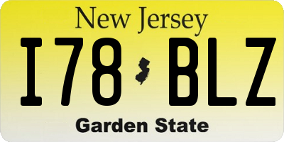 NJ license plate I78BLZ
