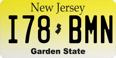 NJ license plate I78BMN