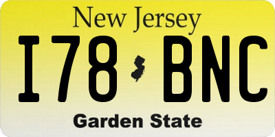 NJ license plate I78BNC