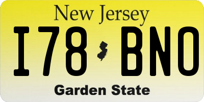 NJ license plate I78BNO