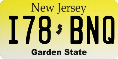 NJ license plate I78BNQ