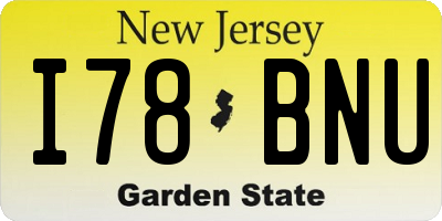 NJ license plate I78BNU