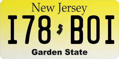 NJ license plate I78BOI