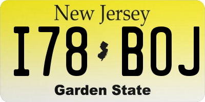 NJ license plate I78BOJ