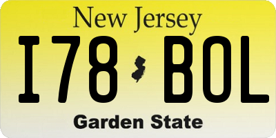 NJ license plate I78BOL