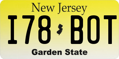 NJ license plate I78BOT