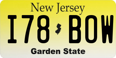 NJ license plate I78BOW