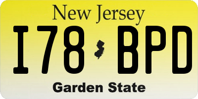 NJ license plate I78BPD