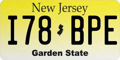 NJ license plate I78BPE