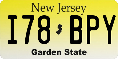 NJ license plate I78BPY