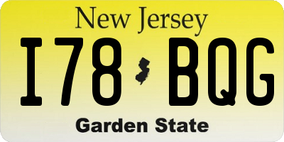 NJ license plate I78BQG