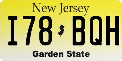 NJ license plate I78BQH