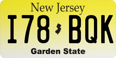 NJ license plate I78BQK