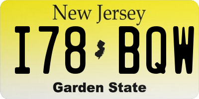 NJ license plate I78BQW