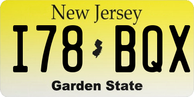 NJ license plate I78BQX