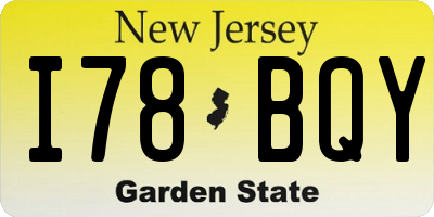 NJ license plate I78BQY