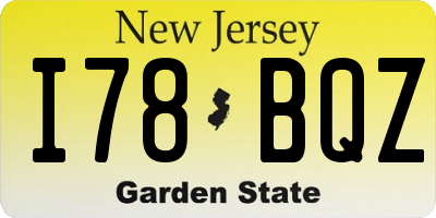NJ license plate I78BQZ