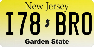 NJ license plate I78BRO