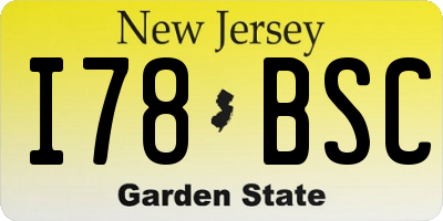 NJ license plate I78BSC