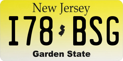 NJ license plate I78BSG