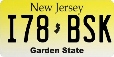 NJ license plate I78BSK