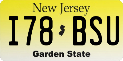 NJ license plate I78BSU