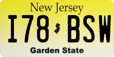NJ license plate I78BSW