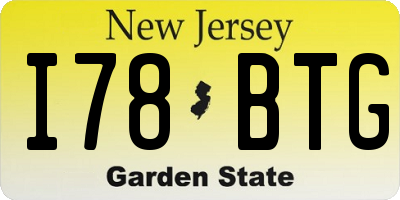 NJ license plate I78BTG
