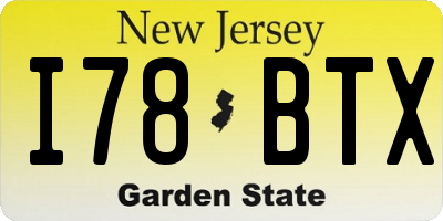 NJ license plate I78BTX