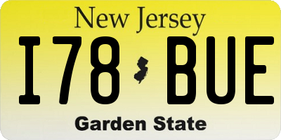 NJ license plate I78BUE