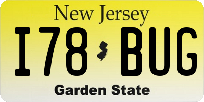 NJ license plate I78BUG