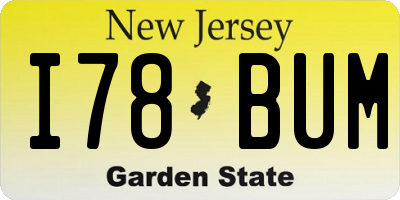 NJ license plate I78BUM
