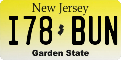 NJ license plate I78BUN
