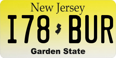 NJ license plate I78BUR