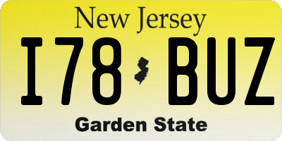 NJ license plate I78BUZ