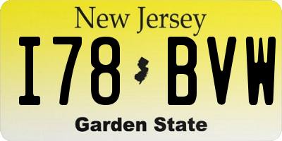 NJ license plate I78BVW
