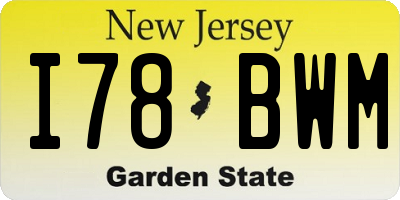 NJ license plate I78BWM