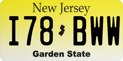 NJ license plate I78BWW
