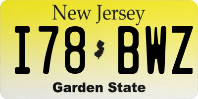 NJ license plate I78BWZ
