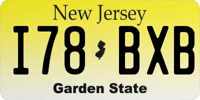 NJ license plate I78BXB