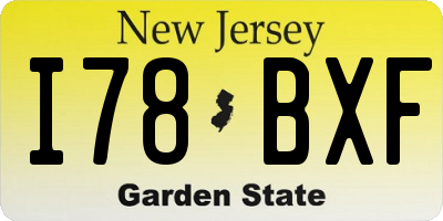 NJ license plate I78BXF
