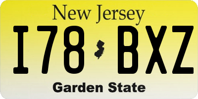 NJ license plate I78BXZ