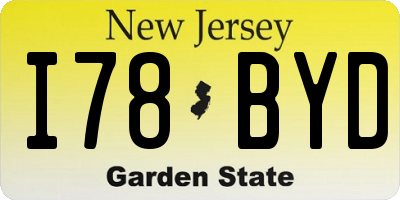 NJ license plate I78BYD