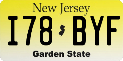 NJ license plate I78BYF