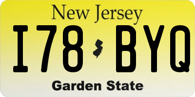 NJ license plate I78BYQ