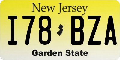 NJ license plate I78BZA