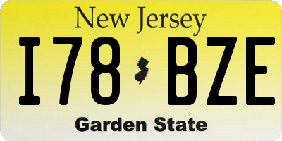 NJ license plate I78BZE
