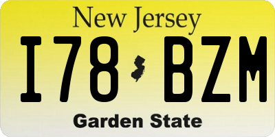 NJ license plate I78BZM