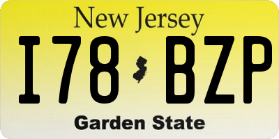 NJ license plate I78BZP