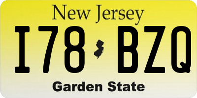 NJ license plate I78BZQ